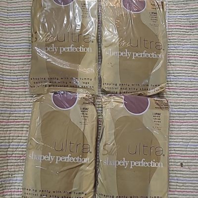Vintage Silkies Ultra Shapely Perfection Pantyhose Lot 4 size X large Honey
